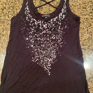 Silver Jeans brand,  black tank with sequins.